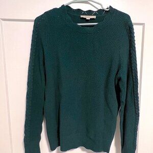 LOFT Teal Textured Knit Sweater Large Cotton